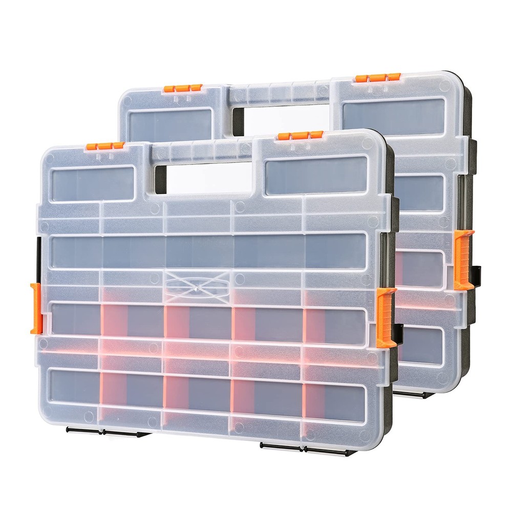2PCS Toolbox Organizer Sets, 20 Removable Dividers, Durable Plastic Box, Exce...