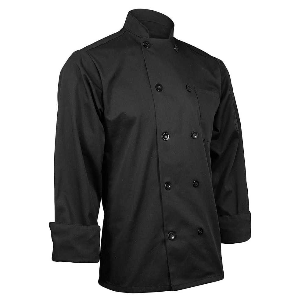 Black Long Sleeve Button Chef Coat/Jacket - Unisex - XL
