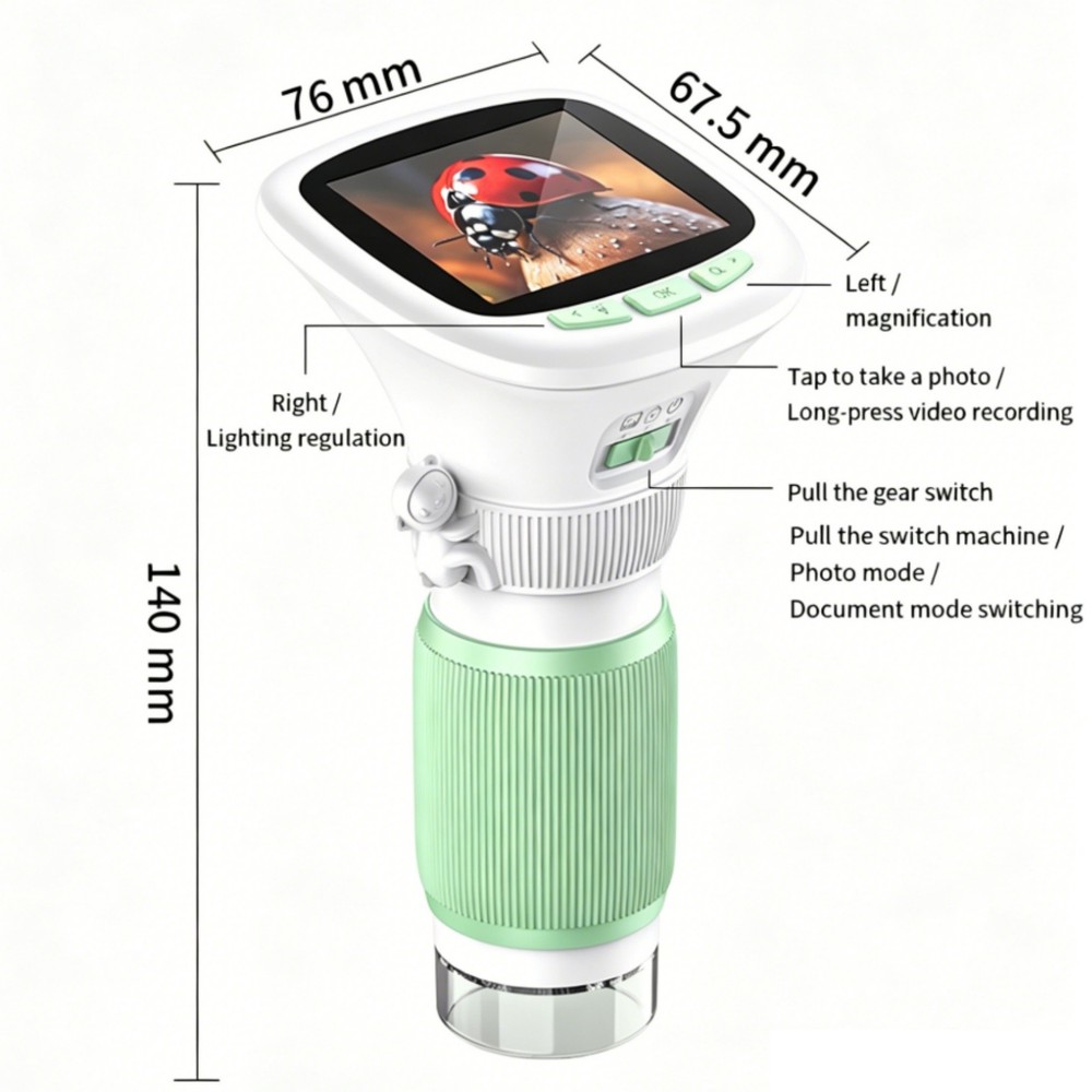 1000X Handheld Digital Microscopes 2.4" IPS Screen HD Portable Microscope Camera