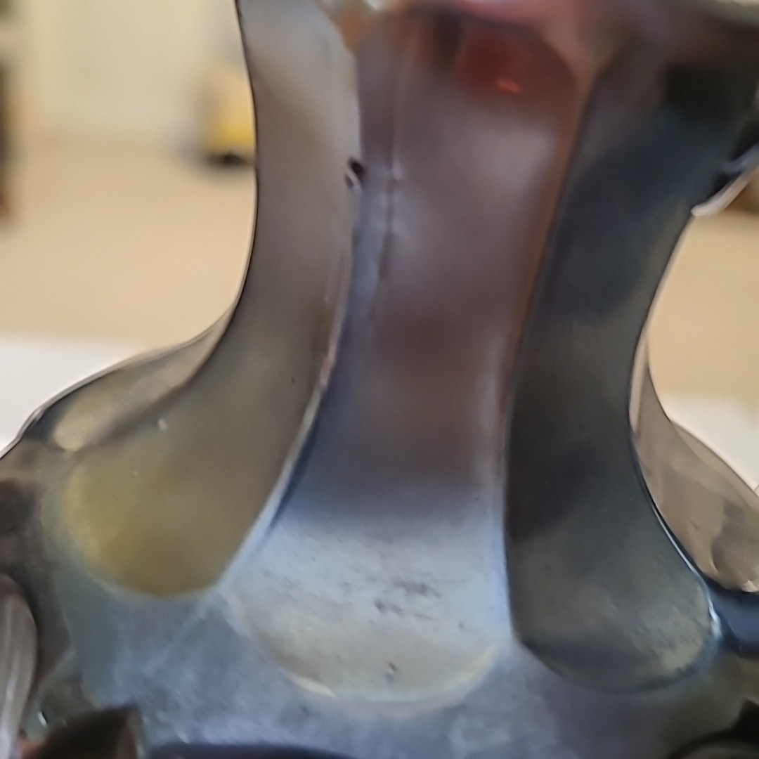 vtgNORTHWOOD CARNIVAL GLASS GRAPE & CABLE WHISKEY DECANTER & SHOT GLASS AMETHYST