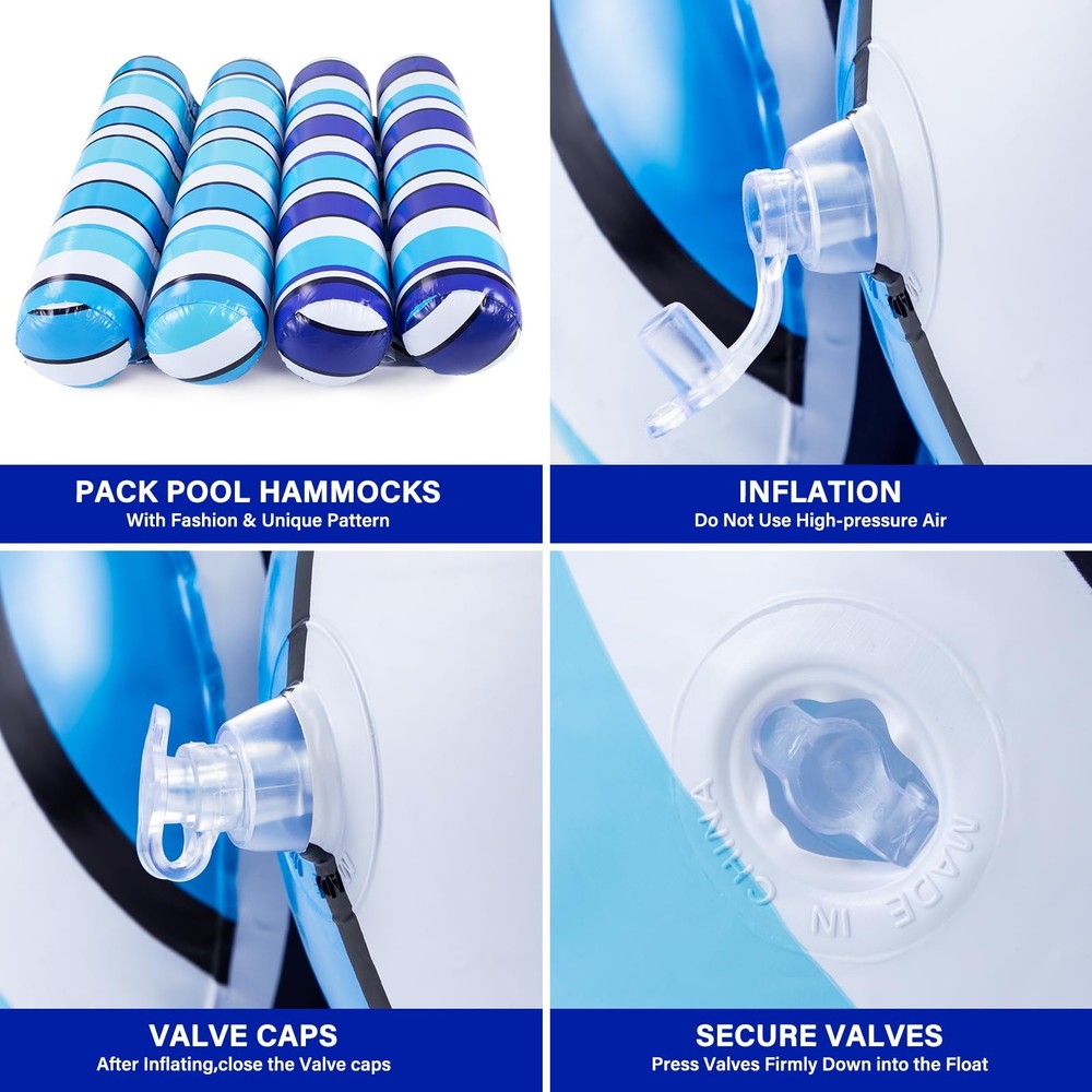 Pool Floats 2 Pack Pool Floats, Inflatable Pool Hammock Float, 4in1 Pool Ham...