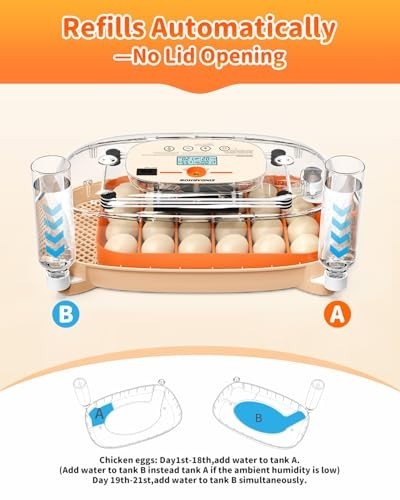24 Egg Incubator Auto Turner Temp Control Humidity Display Hatcher