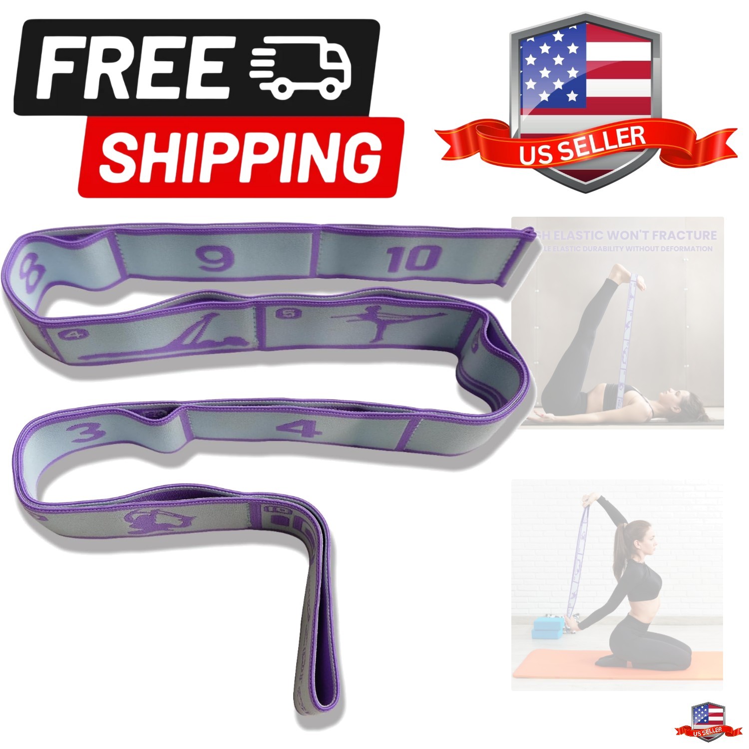 Stretch Bands for Exercise, Elastic Yoga Stretching Strap, Flex Strap 10 Loop...