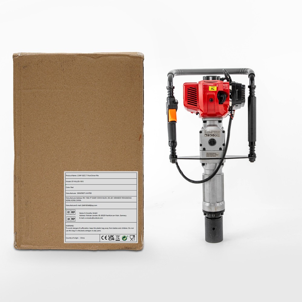 Petrol Post Driver 1900W 52cc Two-Stroke Engine with Shock Absorption