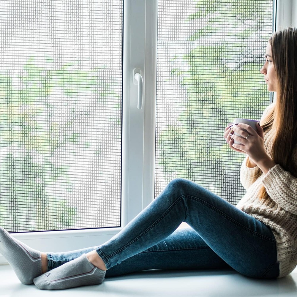 Window Screen Replacement Mesh Roll Adjustable for Patio Sliding Doors 48"x118"