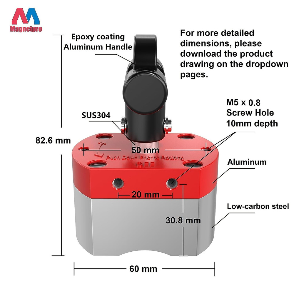 Multipurpose Switch Magnet 220 LB Pull-Off Force Switchable Magnet...