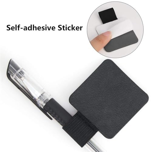 12 Pack Notebook Pen Loop Holder Self-Adhesive Pen Holder Pencil Holders Black