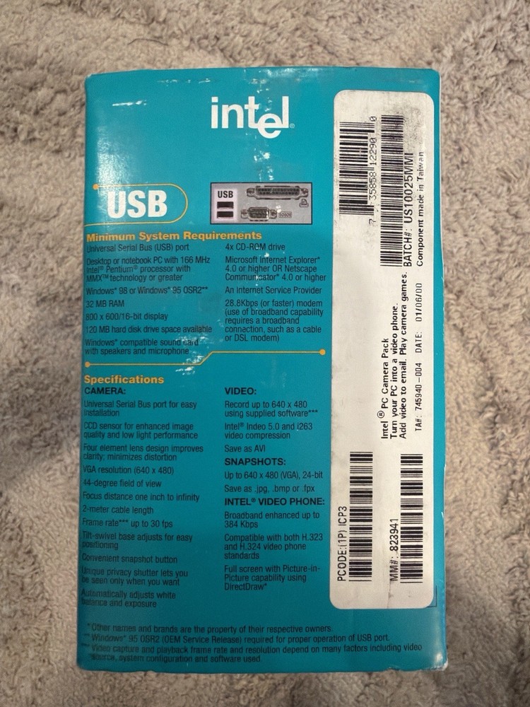 Intel PC Camera USB Video Phone Kit with Software – Complete in Box