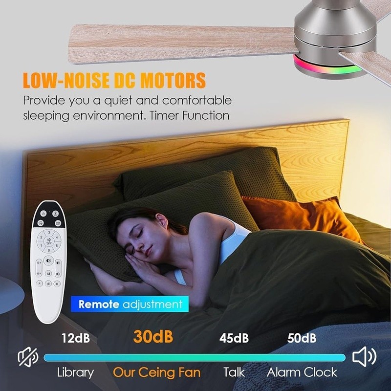 Modern Ceiling Fan W/ Lights Remote Control Reversible Copper Motor Indoor Use