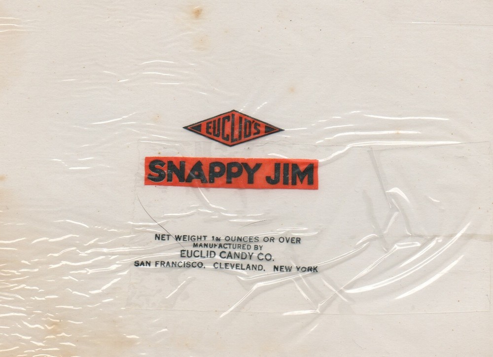 1920s Euclids Snappy Jim Cellophane Candy Bar Wrapper