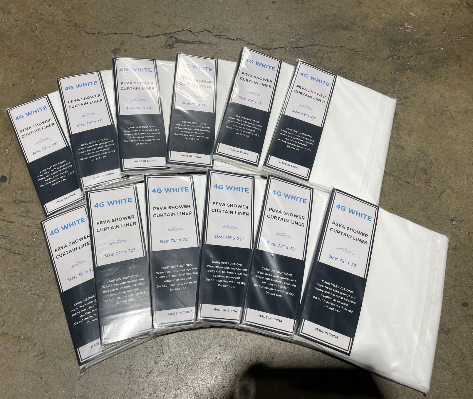 Bulk Lot of 12 Premium PEVA Waterproof Shower Curtain Liner with Metal Grommets