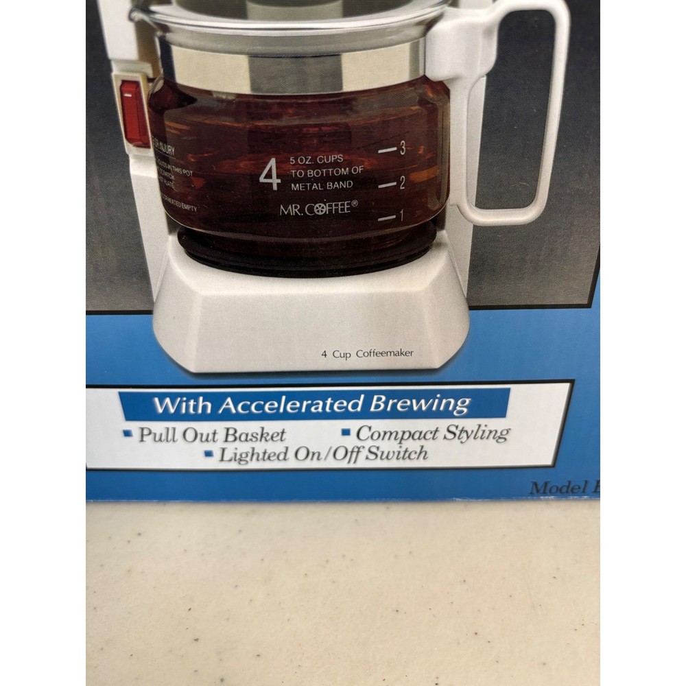 Mr Coffee 4 Cup Automatic Drip Coffeemaker White Compact Vintage Model BL5 NEW