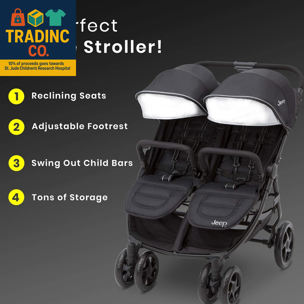 Jeep Destination Ultralight Side X Side Double Stroller, Midnight