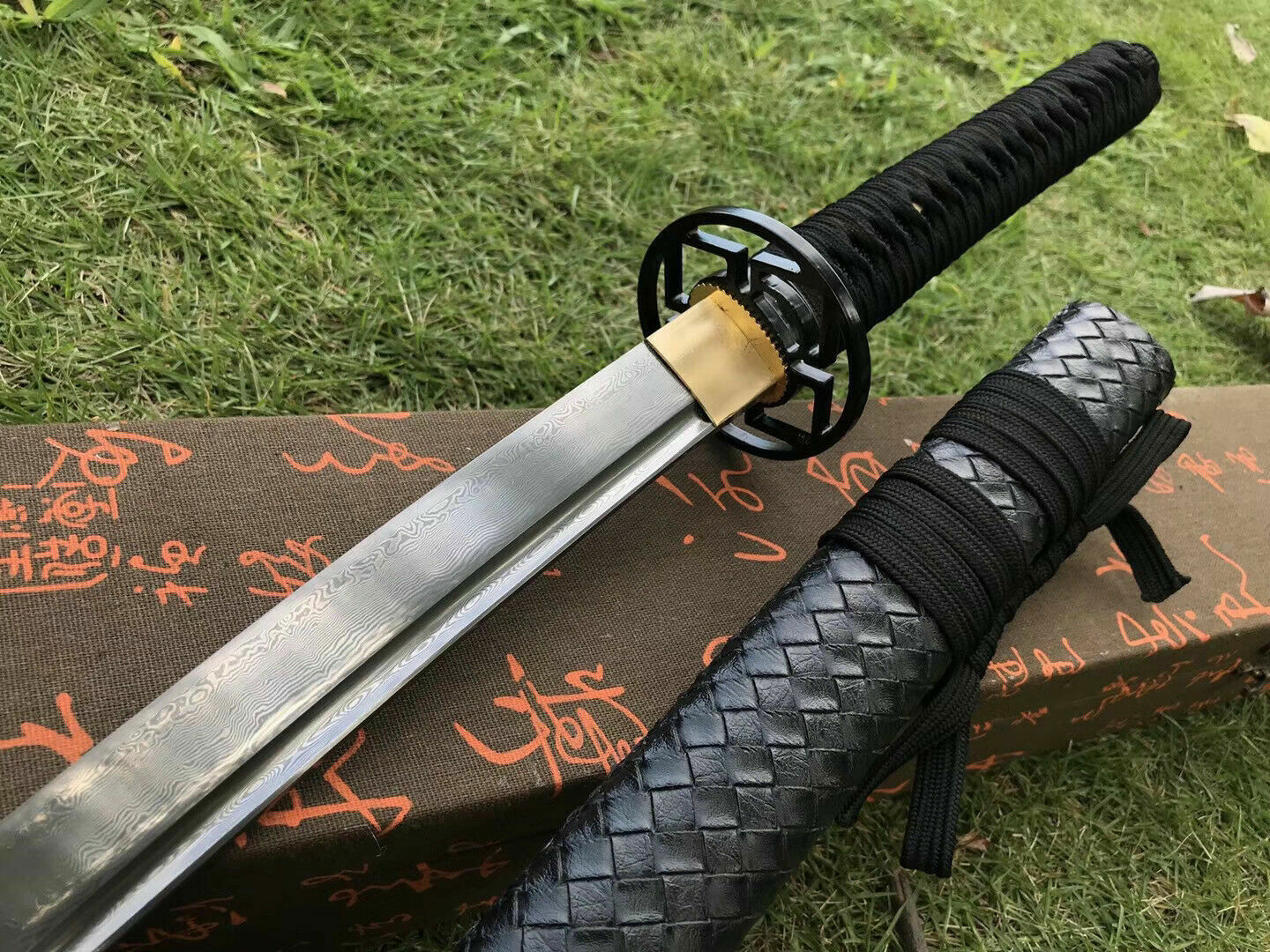 HANDMADE JAPANESE SAMURAI KATANA SWORD DAMASCUS FOLDED STEEL SHARP FULL TANG