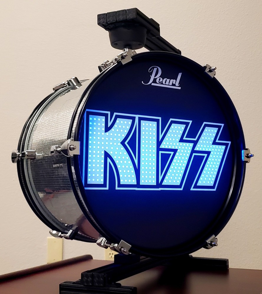 KISS Rotating Drum Display, Double Sided, Internal LED Lighting + Remote Control