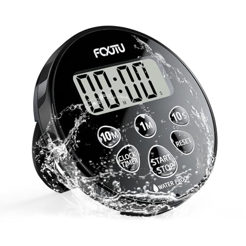 Digital Waterproof Shower Clock Timer, Bathroom Shower Countdown Dark Black