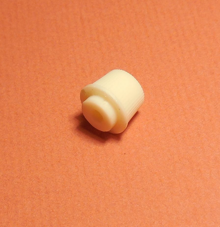 NOS White Plastic Clock Knob 2-56 Right Hand Threads