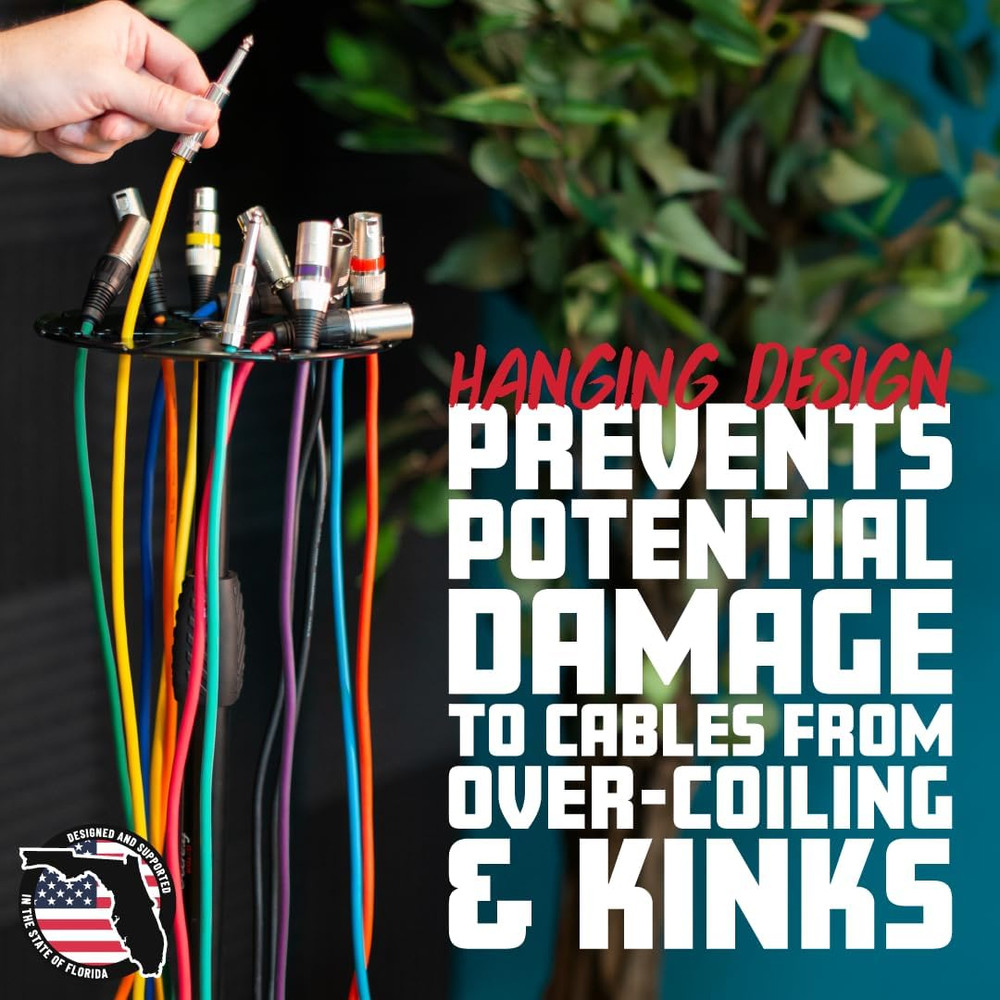 Microphone Stand Cable Hanger & Organizer, Prevents Cables from Over-Coiling or