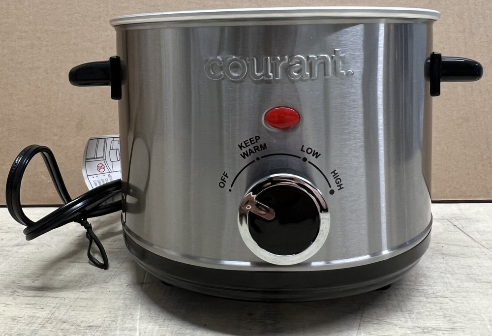 Courant 1.6 Quart Slow Cooker, Multiple settings, Brushed Stainless
