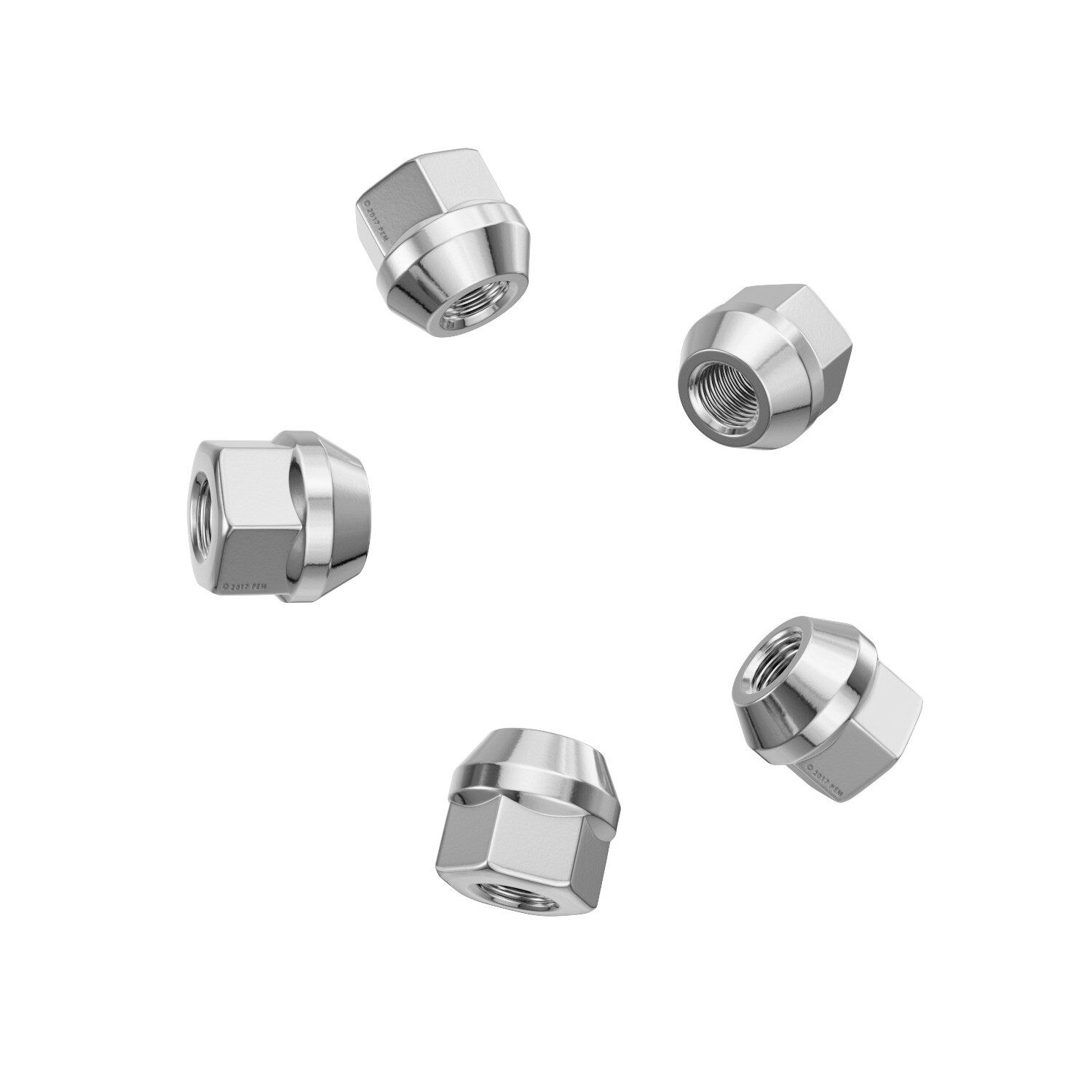 ​(20) Open 14x1.5 Lug Nuts - Acorn Bulge Conical Seat, 19mm or 3/4" Hex, Silver