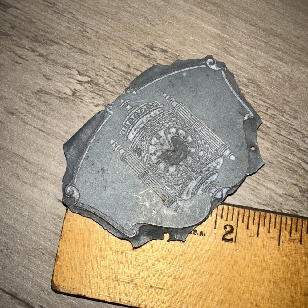 Printing Block “ Old Clock Face, Tower? “ Nice Image