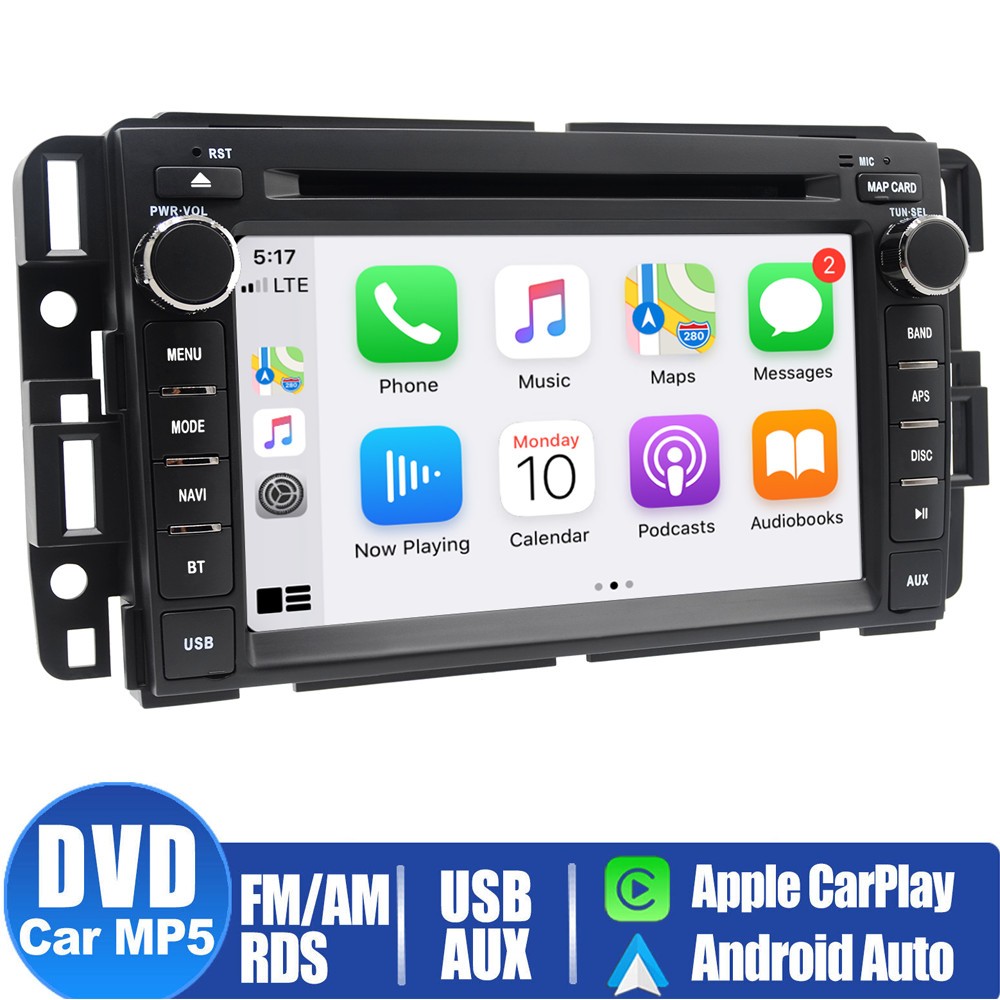 Car Radio Stereo DVD Apple Carplay For Tahoe Yukon Silverado Traverse 2007-2013