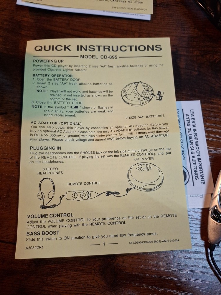 Durabrand 60 Second ESP CD PLAYER CD-895 complete New Without Box