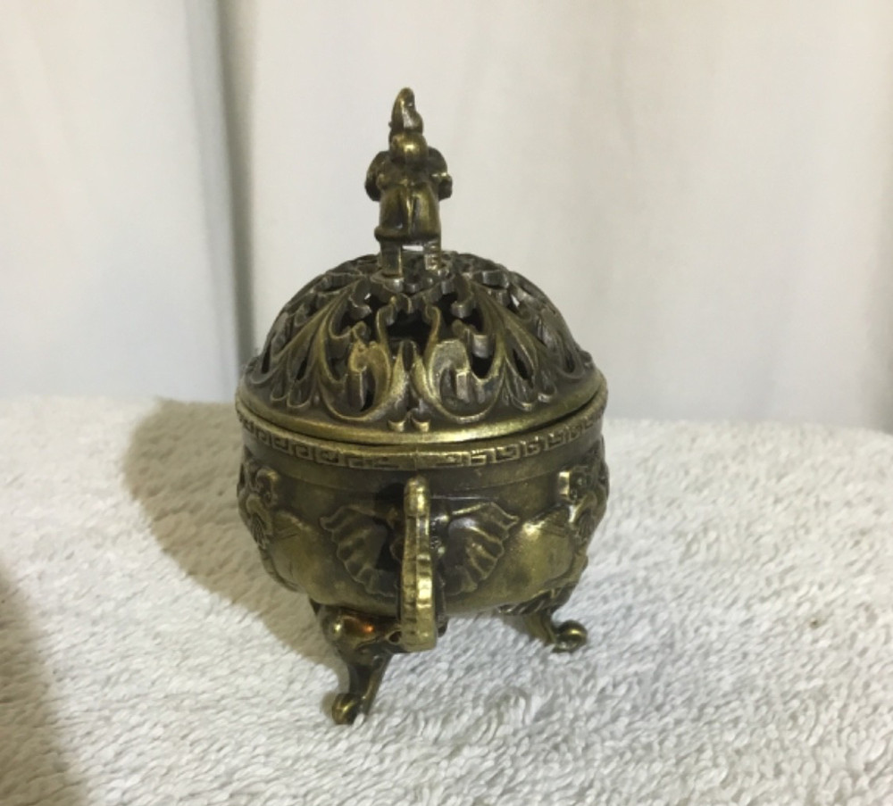 Tripod Footed Elephant Brass Incense Burner