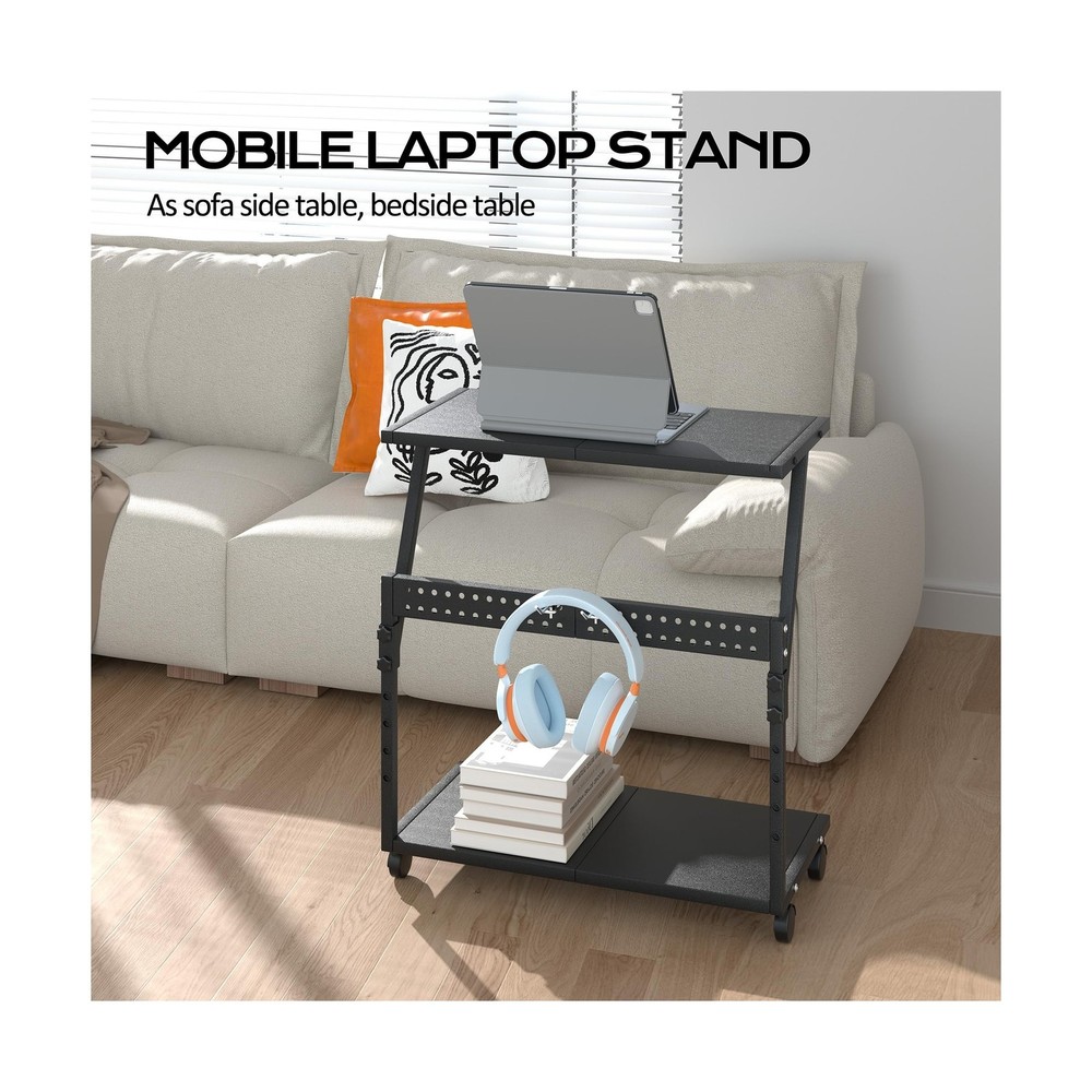 24In Large PC Stand, 5 Levels Height Adjustable Computer Tower Stand with Whe...