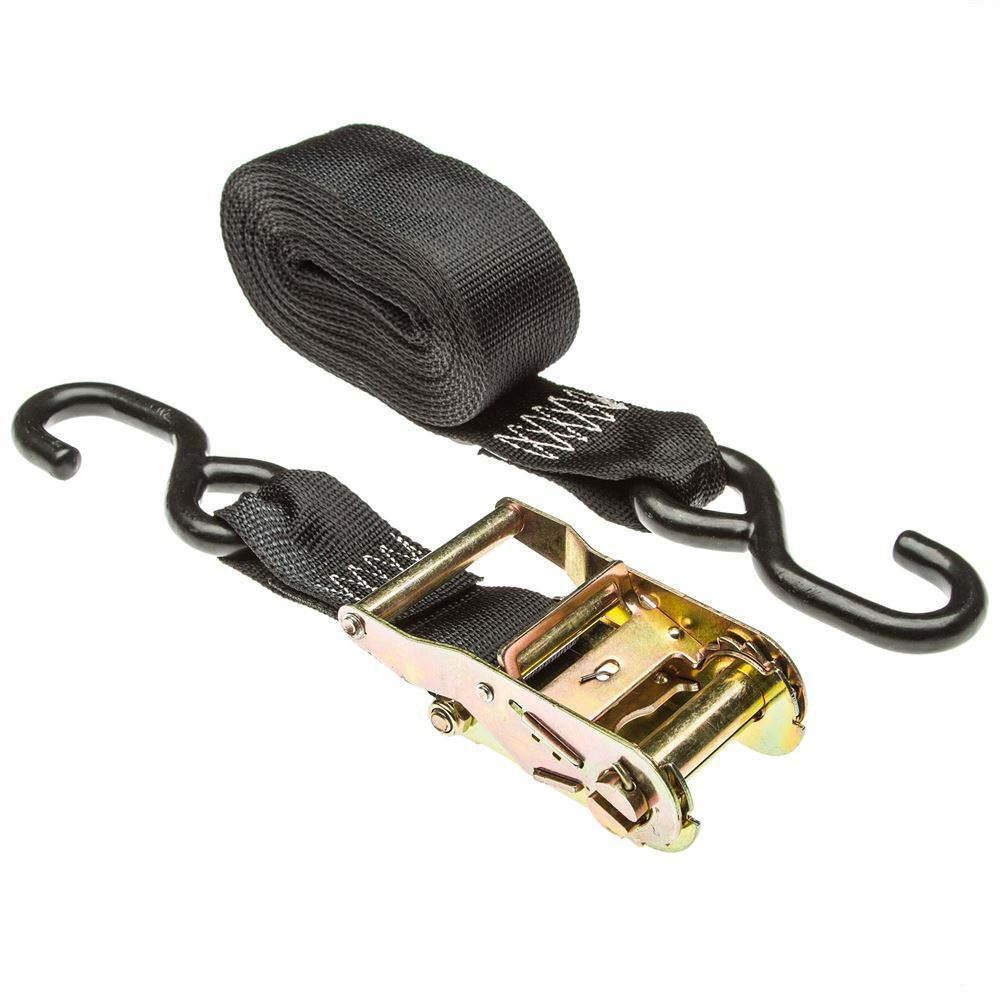 2" x 18' Ratchet Straps with S-Hooks - 8 Pack
