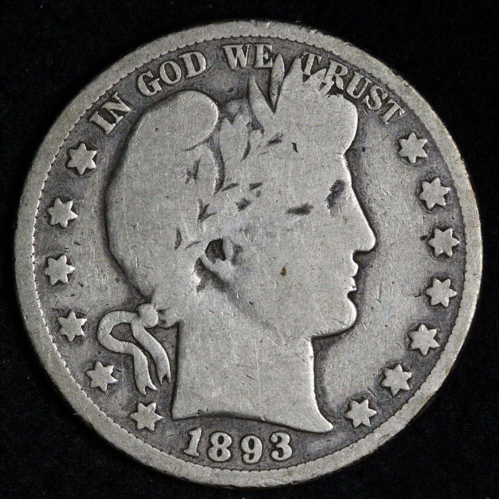 1893 Barber Silver Half Dollar VG E298 SUET
