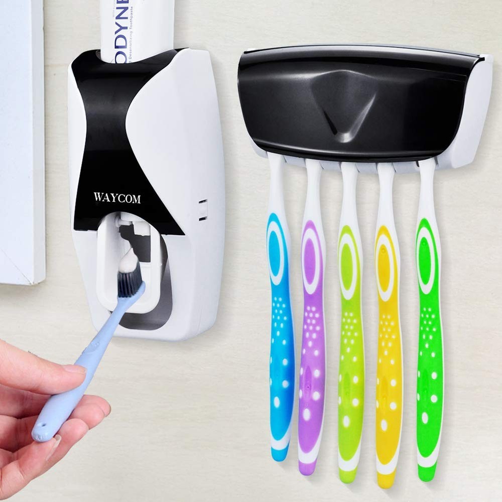WAYCOM Dust-Proof Toothpaste Dispenser Squeezer Kit (Black) Black