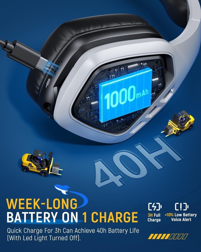 Lightweight Wireless Gaming Headset with Adjustable Fit & Immersive Audio