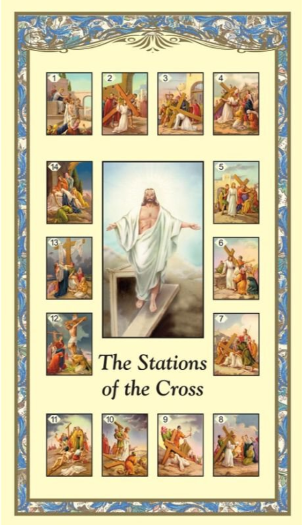 (2 copies) The Stations of the Cross Prayer Holy Card Lent Easter Catholic
