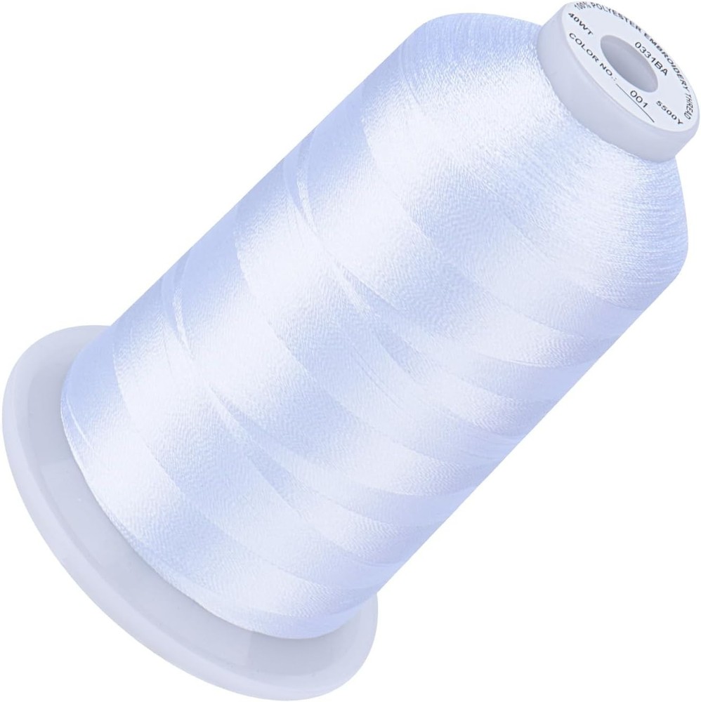 High Speed Rated 5500 Yards White Polyester Thread for Professional Embroidery
