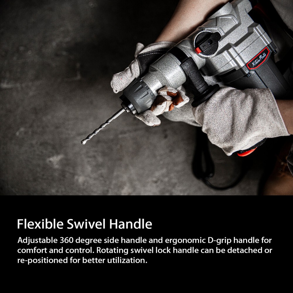 XtremepowerUS 1" SDS Electric Rotary Hammer 15J Drill Chisel Drilling Flat Bits