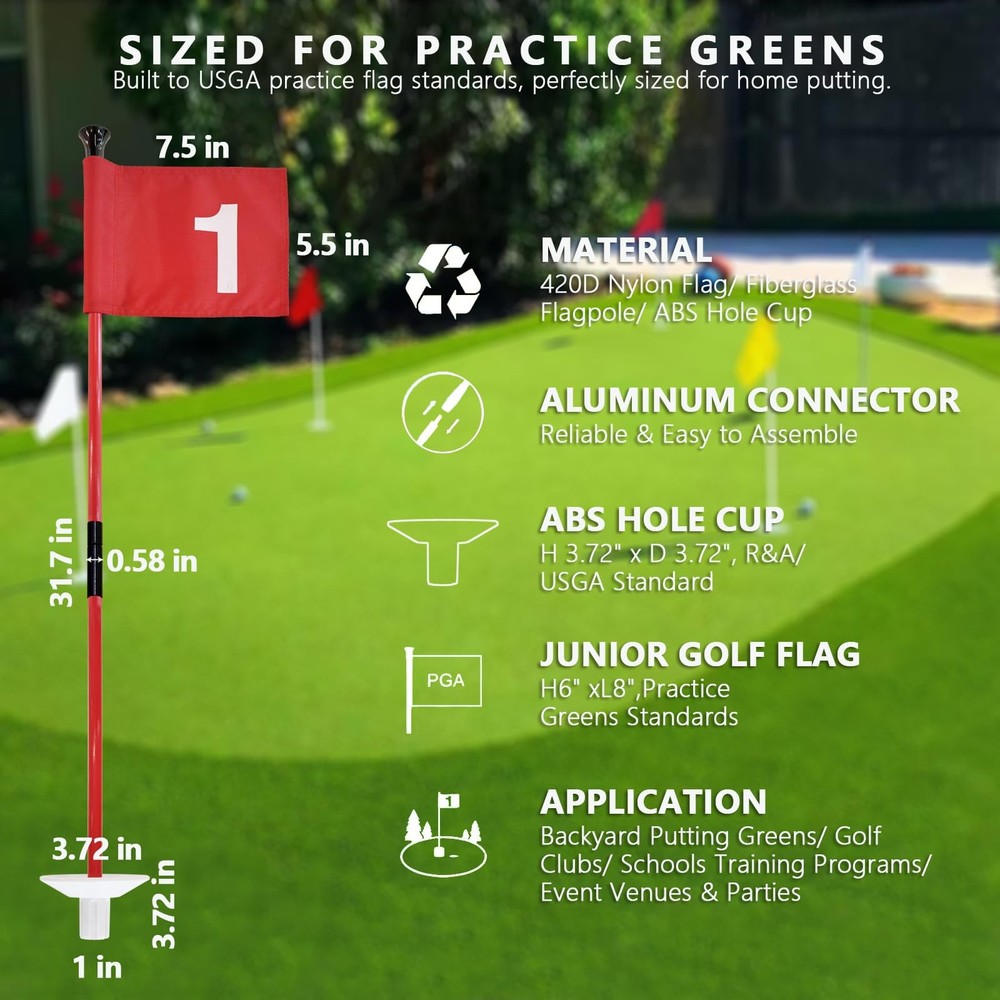 Best olf Flagstick with Flag Surface - Portable Design, Ideal for Yard Practice