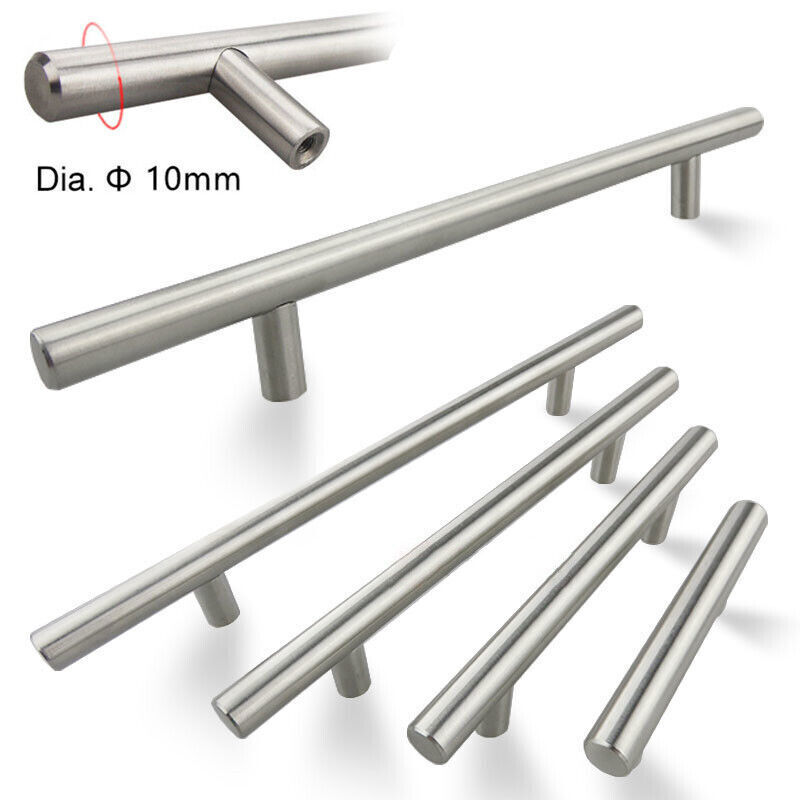 10Pack Brushed Nickel Kitchen Cabinet Pulls Stainless Steel Drawer T Bar Handles