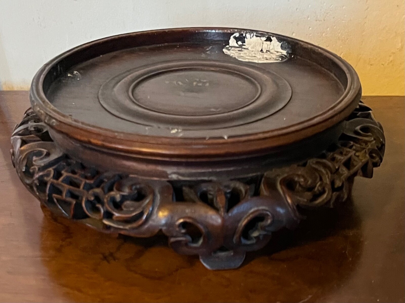 Chinese Carved Wood Display Stand for Kangxi Porcelain Vase or Lamp Base Censer