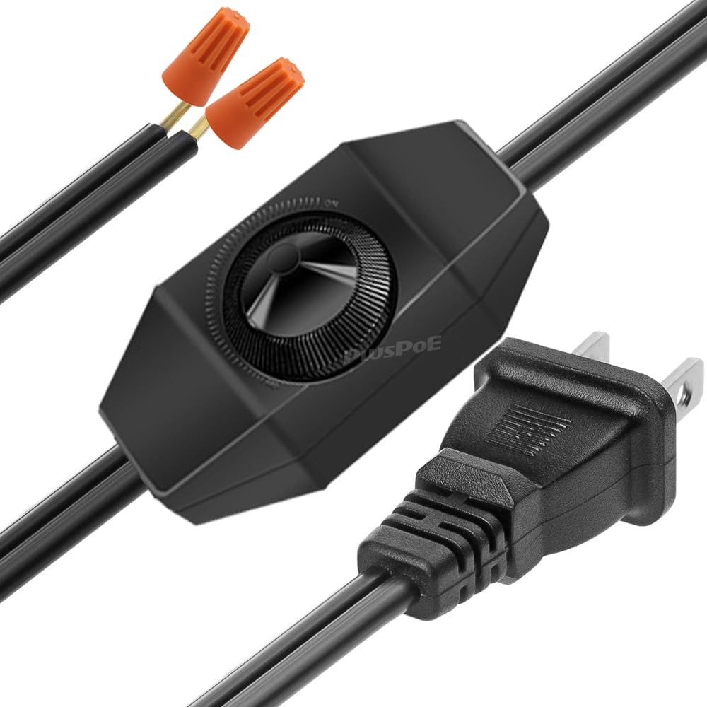 2Pack UL Listed Rotary Dimmer Switch with1.8m/5.9ft Switch+Cord,2Pack
