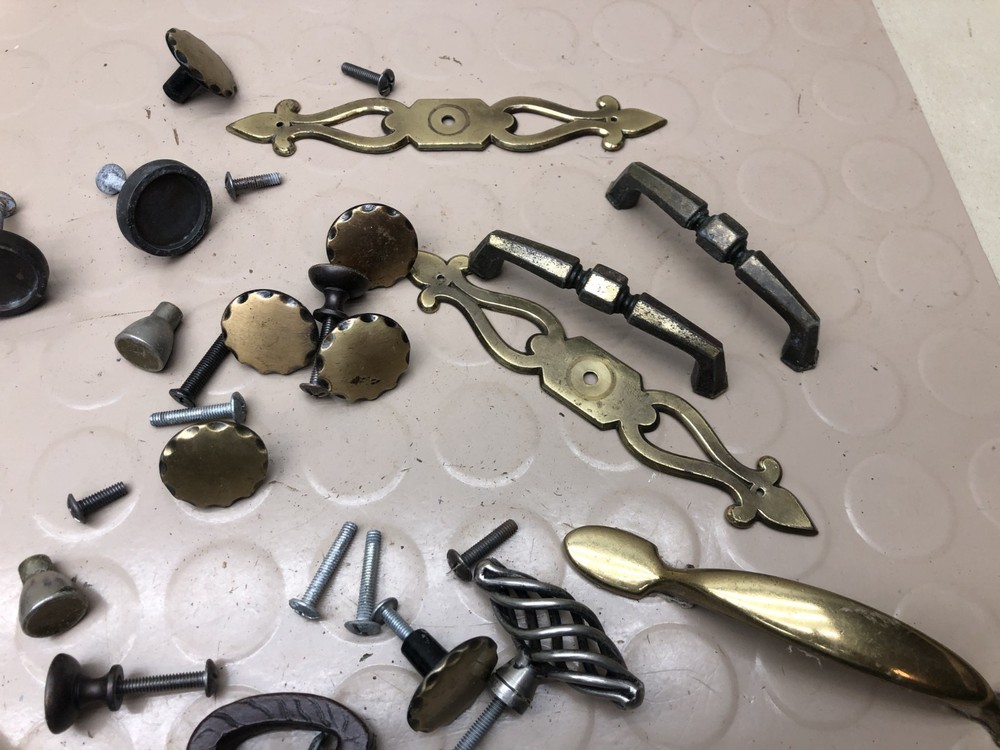 Lot 2 Vintage Hardware Drop Pull Drawer Dresser Pulls Knobs Backplates