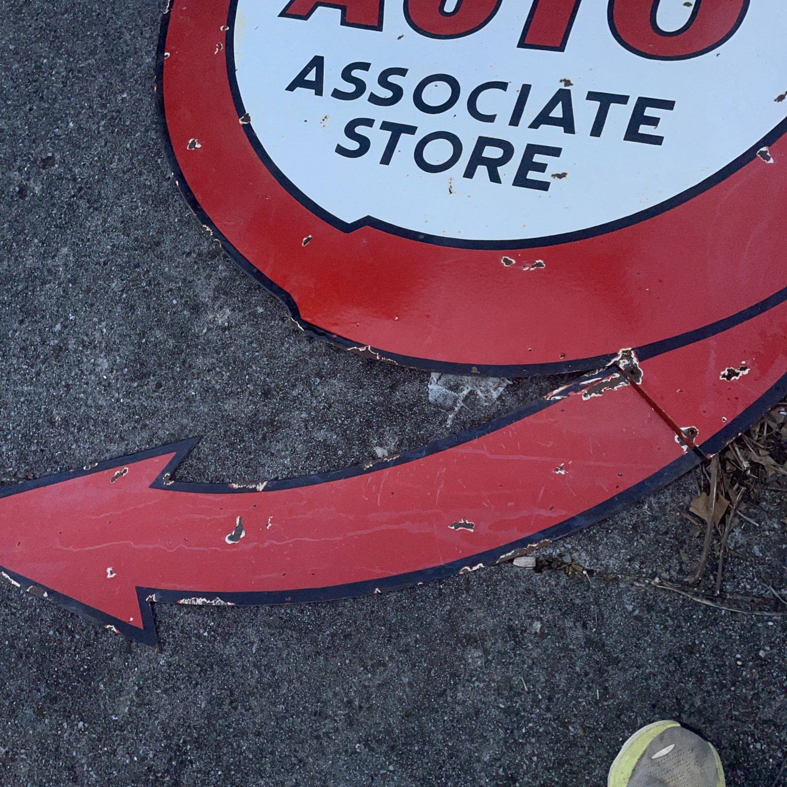 Large 76” Original 3 Piece Western Auto Porcelain Sign