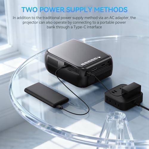 Projector with WiFi and Bluetooth, Mini Projector for iPhone silver gray