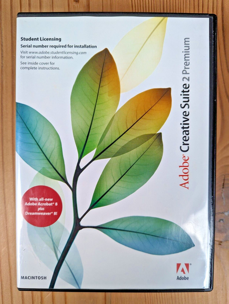 ADOBE CREATIVE SUITE 2 PREMIUM STUDENT MAC w/ Adobe Acrobat 8 Dreamweaver 8~CS2