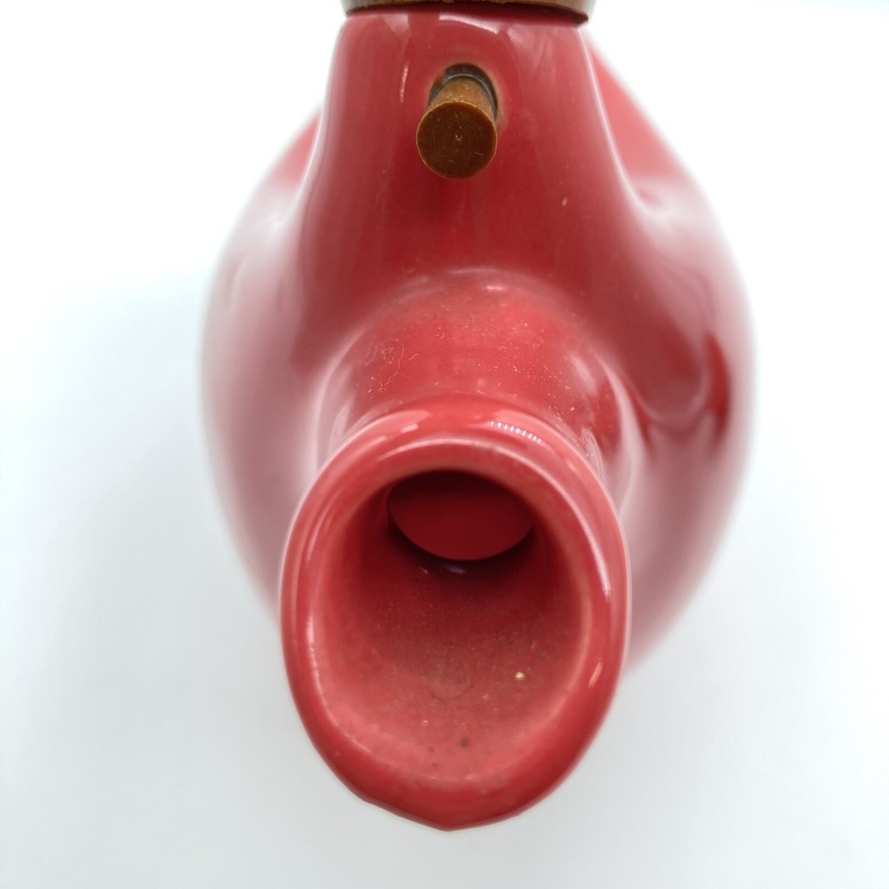 Teapot Red Envelope Red Chinese Ceramic Wood Handle 20 Oz Hanging Diffuser Peg
