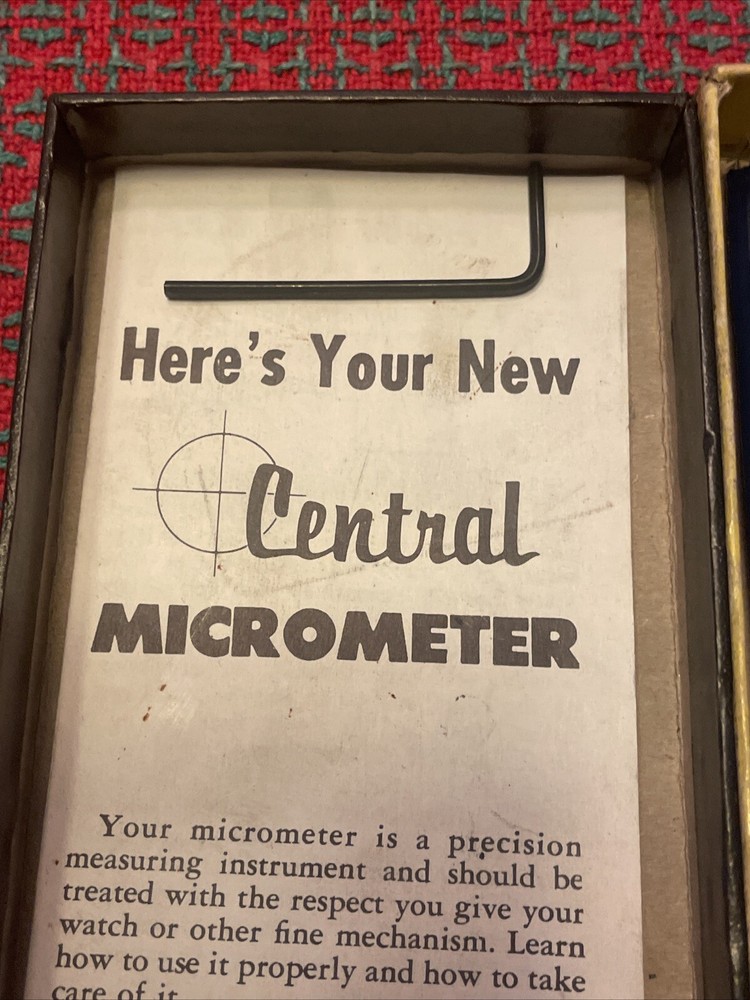 Vintage Central Tools Micrometer Rhode Island 🇺🇸 Unused!