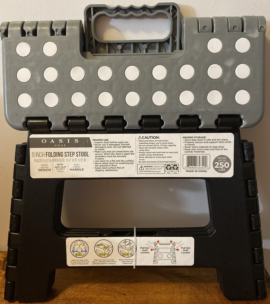 9” Folding Step Stool With Easy Carry Handle 250lb Max