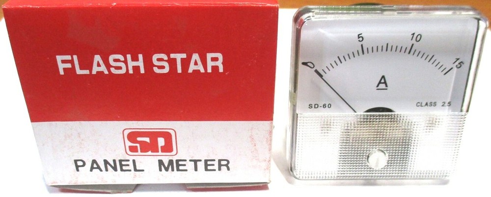 Flash Star (SD-60) Class 2.5 Range DC 0-15A Analogue Panel Meter