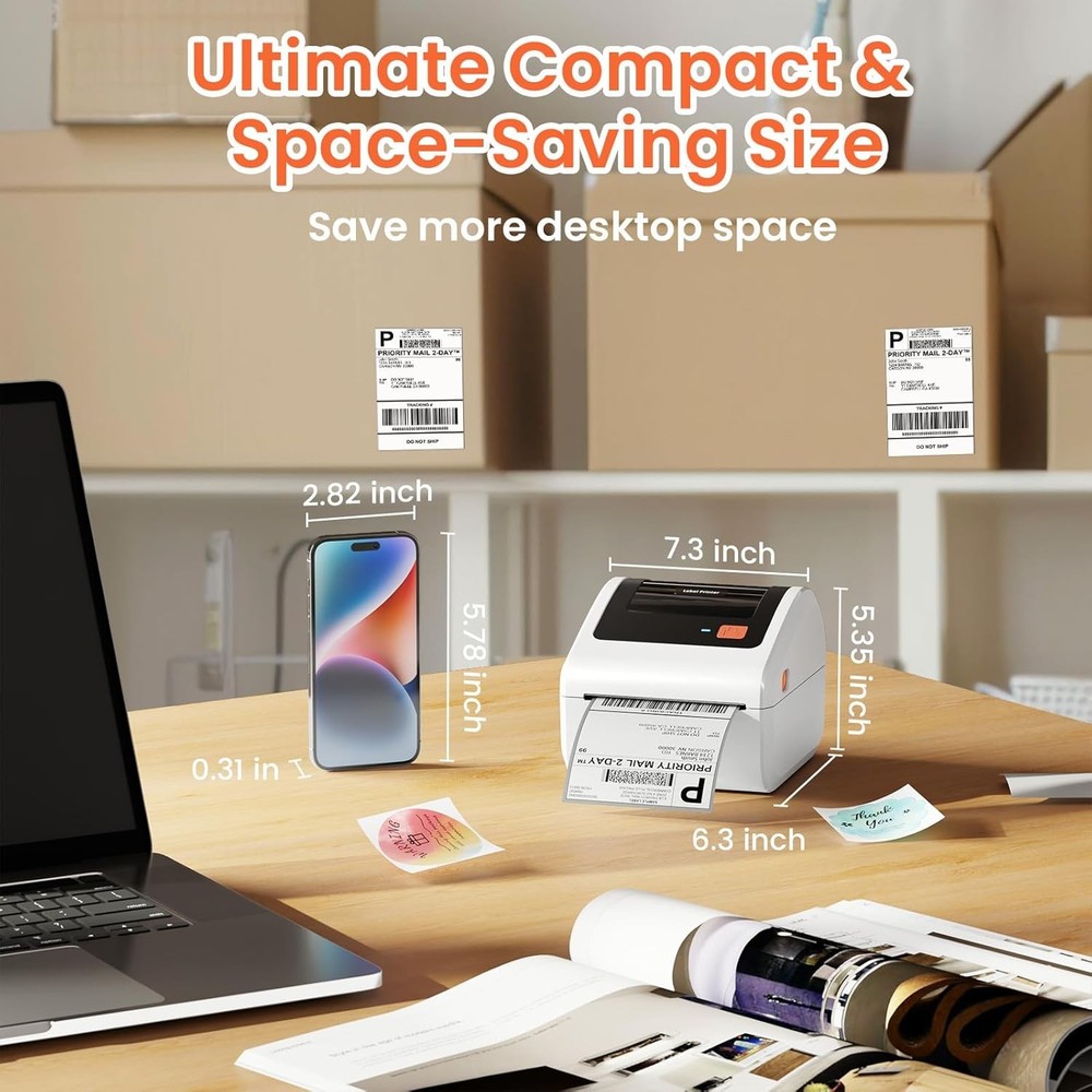 Phomemo D450BT 4x6 Wireless Shipping Label Printer with 500pcs labels