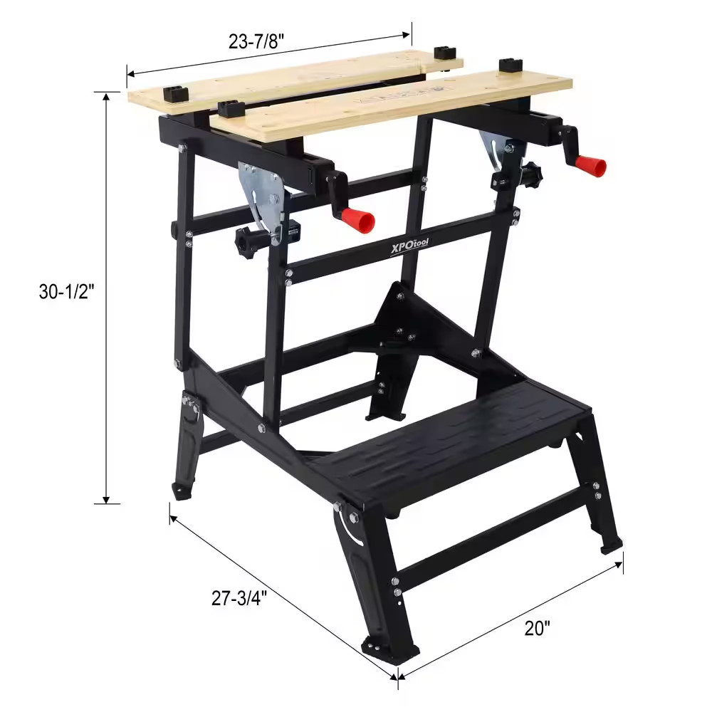 Folding Workbench-Portable Work Table with Adjustable Jaws, Vertical Clamping fo